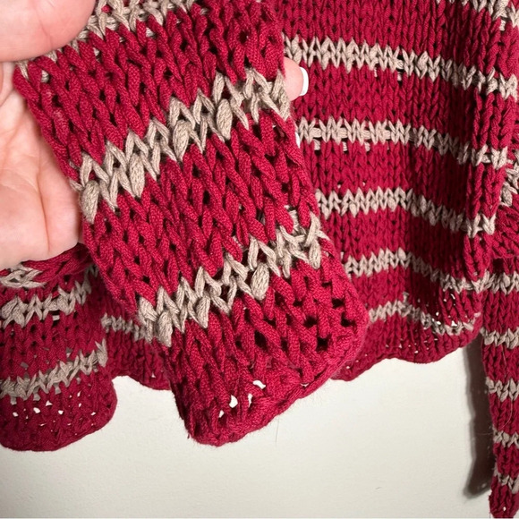 Free People Red and Gray Striped Sweater - Picture 3 of 5